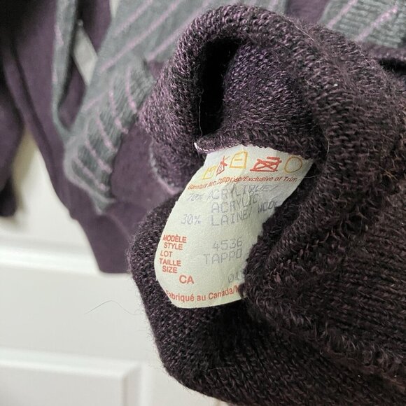 Vintage Cooper Sweater Mens XXL Purple Gray Knit Pullover Grandpa Cabin 90s - Picture 5 of 6